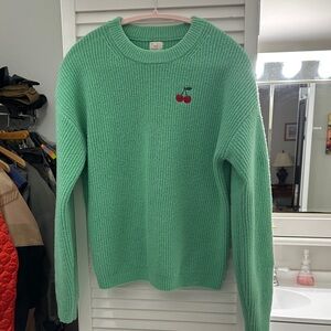 A New Day Mint Green Knit Sweater with Cherries